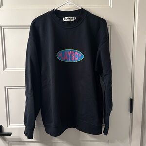 Mens Playboy Crewneck Sweatshirt, Size Large, Black